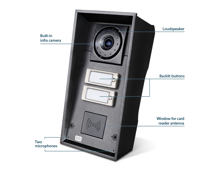 2N IP Force buttons camera HD, LS 10 watts Ready for internal badge  reader 2N Helios IP H9151102CHRW Door phone IP SIP,  on bus, on mobile network, on telecom line